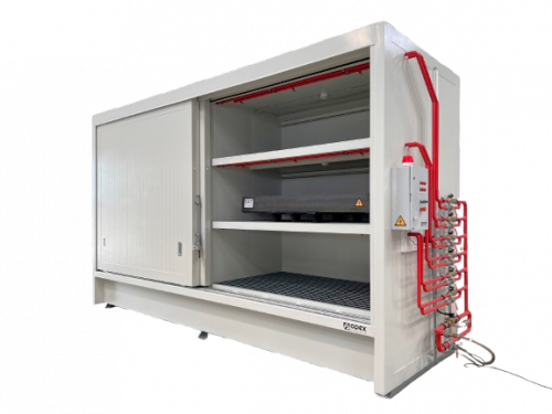 almacén para baterías con sistema de extinción y almacenamiento seguro